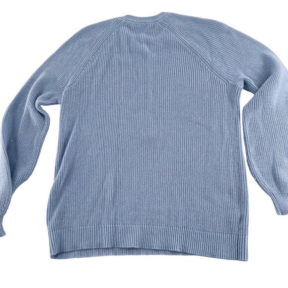 Loft Womens Light Blue Ribbed Button-Front Crewneck Sweater M - Picture 4 of 5